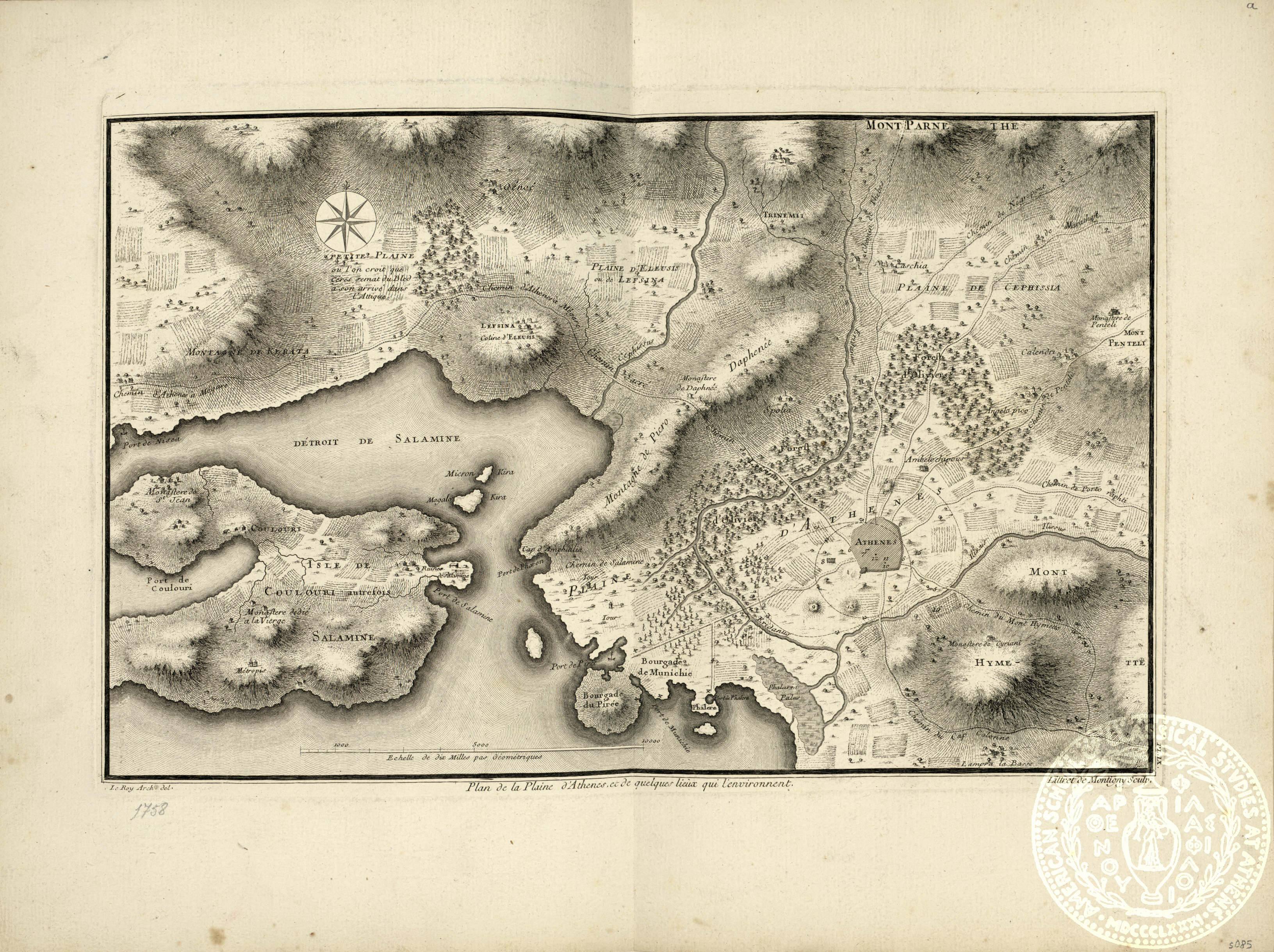 Plan de la Plaine d' Athenes, et de quelques lieux qui l'environnent.